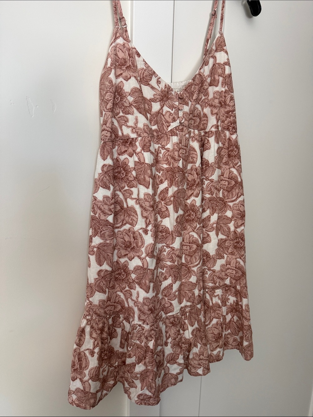 Abercrombie & Fitch babydoll Floral mini dress Pink and Cream Color size Small - Picture 4 of 11